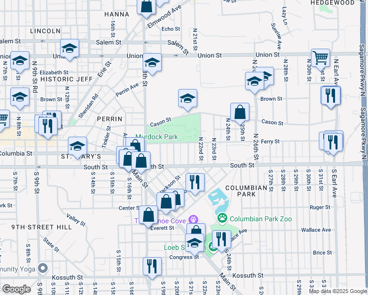 map of restaurants, bars, coffee shops, grocery stores, and more near 2011 Ferry Street in Lafayette