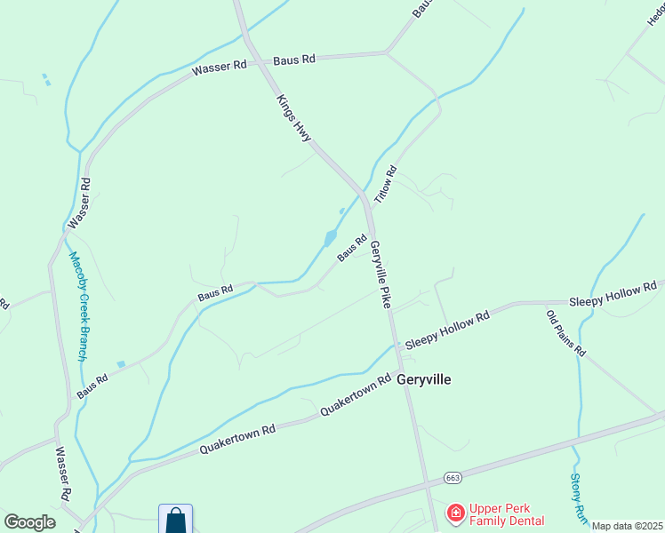 map of restaurants, bars, coffee shops, grocery stores, and more near 1115 Baus Road in East Greenville