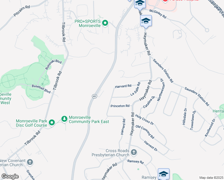map of restaurants, bars, coffee shops, grocery stores, and more near 1153 Harvard Road in Monroeville