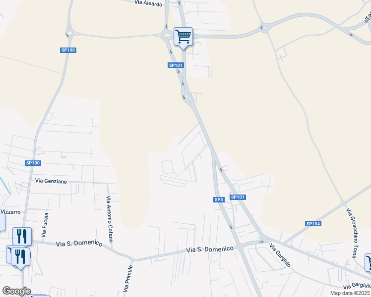 map of restaurants, bars, coffee shops, grocery stores, and more near 450 Viale Unità d'Italia in Taranto