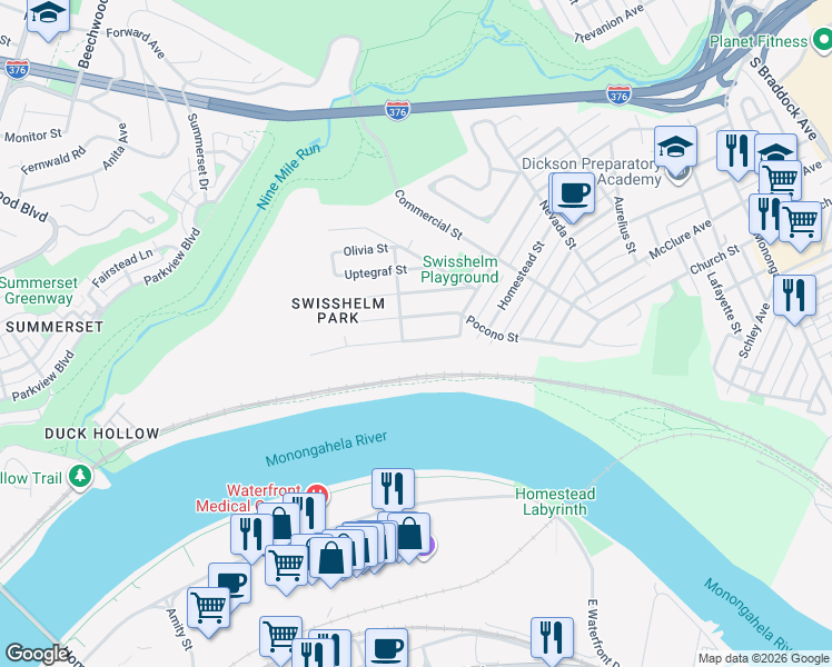 map of restaurants, bars, coffee shops, grocery stores, and more near 1211 Goodman Street in Pittsburgh