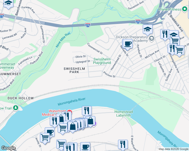 map of restaurants, bars, coffee shops, grocery stores, and more near 1211 Goodman Street in Pittsburgh