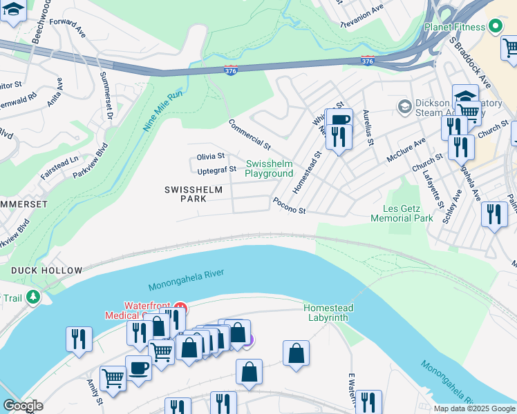 map of restaurants, bars, coffee shops, grocery stores, and more near 1249 Goodman Street in Pittsburgh