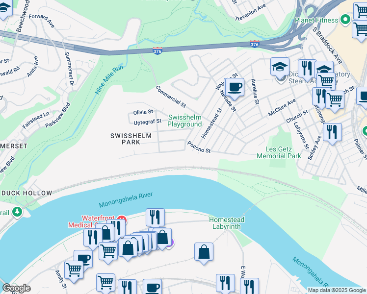 map of restaurants, bars, coffee shops, grocery stores, and more near 1249 Goodman St in Pittsburgh