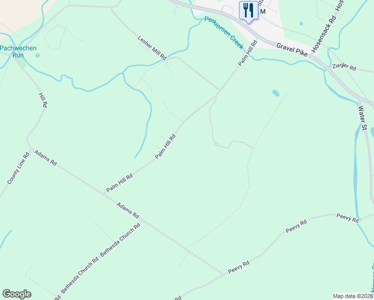 map of restaurants, bars, coffee shops, grocery stores, and more near 1034 Palm Hill Road in Montgomery County