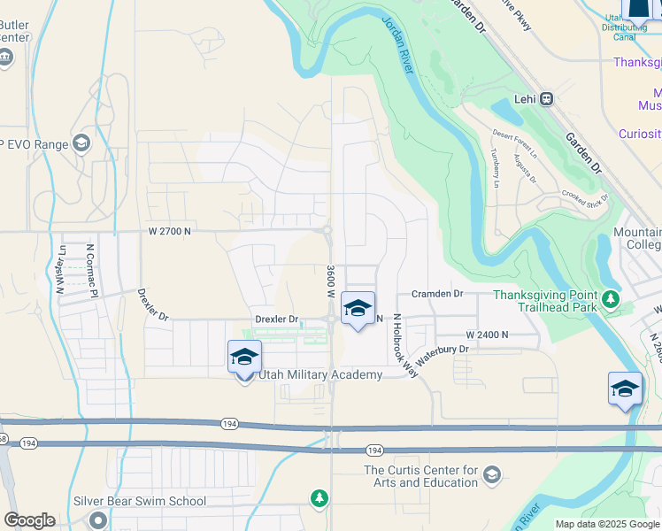 map of restaurants, bars, coffee shops, grocery stores, and more near 2600 North in Lehi