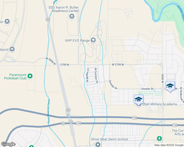 map of restaurants, bars, coffee shops, grocery stores, and more near 4433 West 2600 North in Lehi
