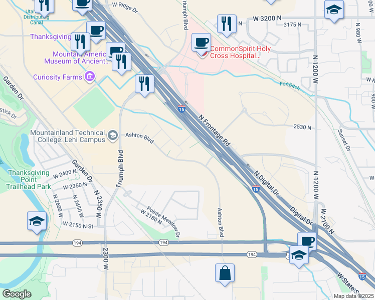 map of restaurants, bars, coffee shops, grocery stores, and more near in Lehi