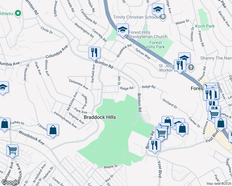 map of restaurants, bars, coffee shops, grocery stores, and more near 1405 4th Street Extension in Pittsburgh
