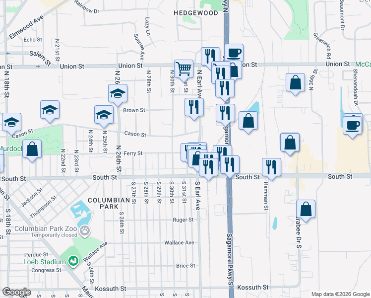 map of restaurants, bars, coffee shops, grocery stores, and more near 3019 Ferry St in Lafayette