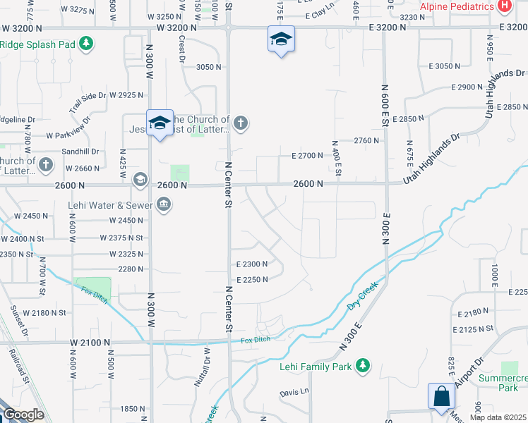 map of restaurants, bars, coffee shops, grocery stores, and more near 2488 North Eagle Crest Drive in Lehi