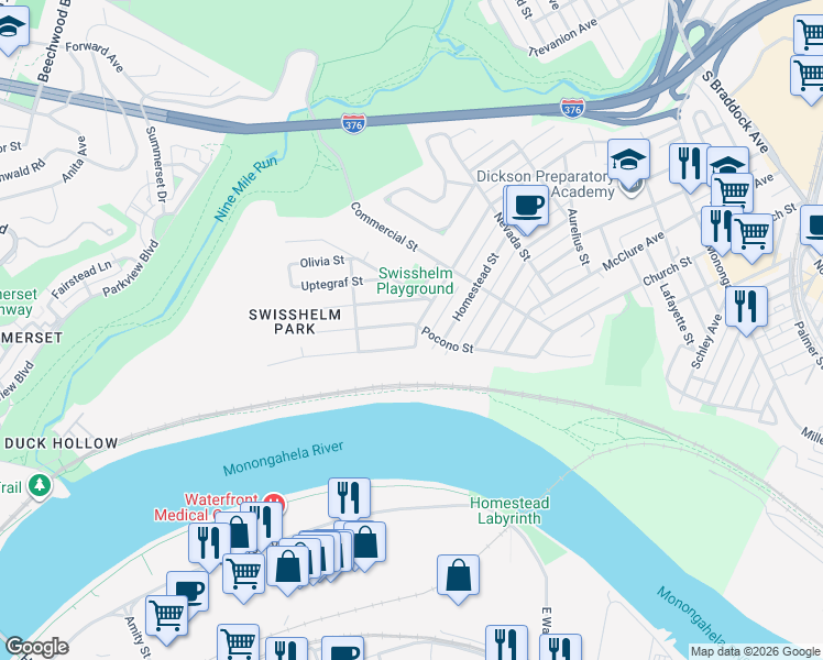 map of restaurants, bars, coffee shops, grocery stores, and more near 1249 Goodman Street in Pittsburgh