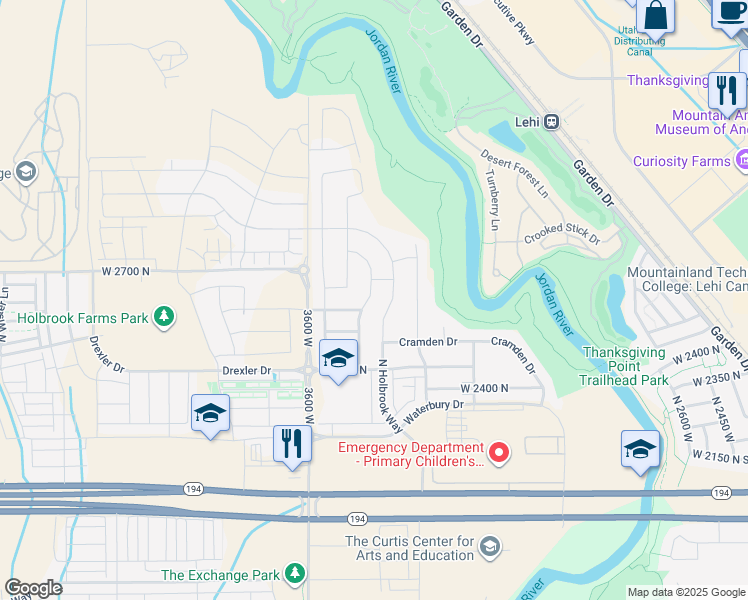map of restaurants, bars, coffee shops, grocery stores, and more near 2648 North Circle C Way in Lehi
