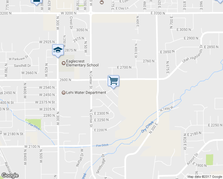 map of restaurants, bars, coffee shops, grocery stores, and more near 2506 North Quail Drive in Lehi