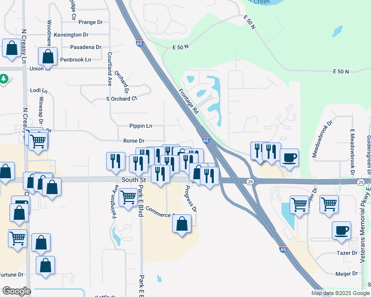 map of restaurants, bars, coffee shops, grocery stores, and more near 137 Red Cloud Trail in Lafayette