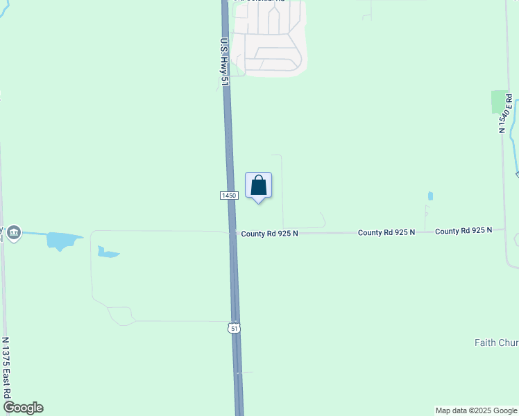 map of restaurants, bars, coffee shops, grocery stores, and more near 14554 East 925 North Road in Bloomington