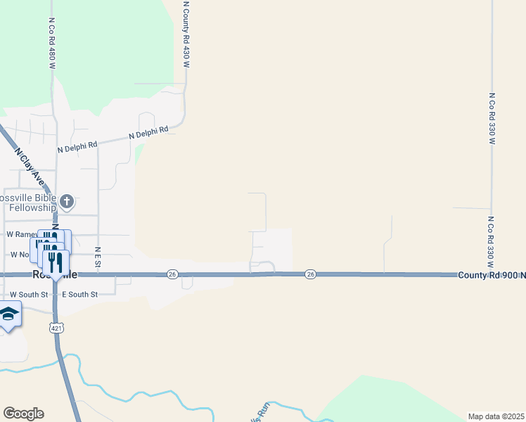 map of restaurants, bars, coffee shops, grocery stores, and more near 13 Memory Lane in Rossville