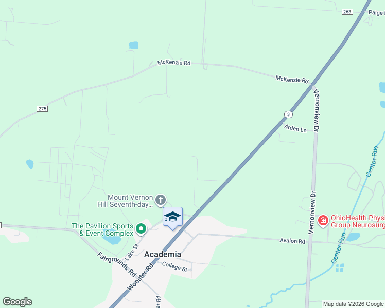 map of restaurants, bars, coffee shops, grocery stores, and more near 607 Wooster Road in Mount Vernon