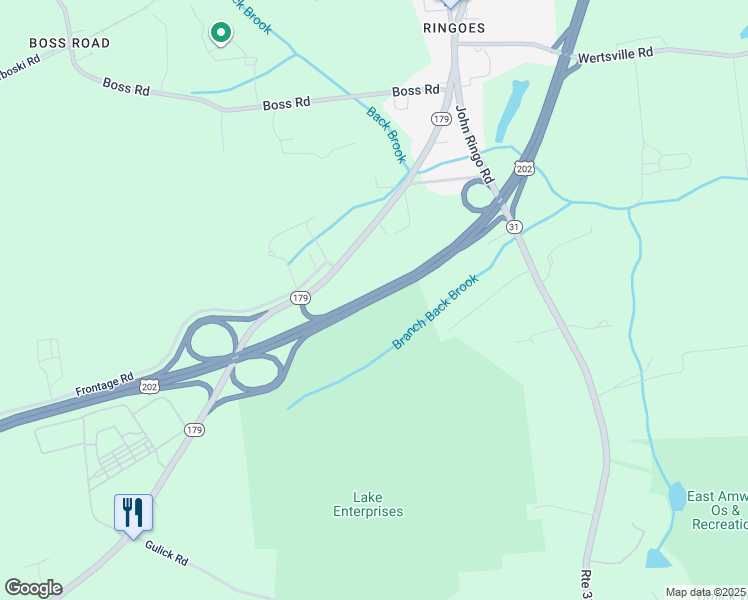 map of restaurants, bars, coffee shops, grocery stores, and more near in East Amwell Township
