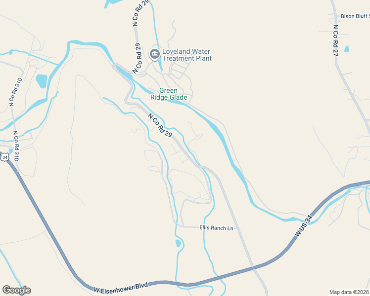 map of restaurants, bars, coffee shops, grocery stores, and more near 2720 North Co Road 29 in Loveland