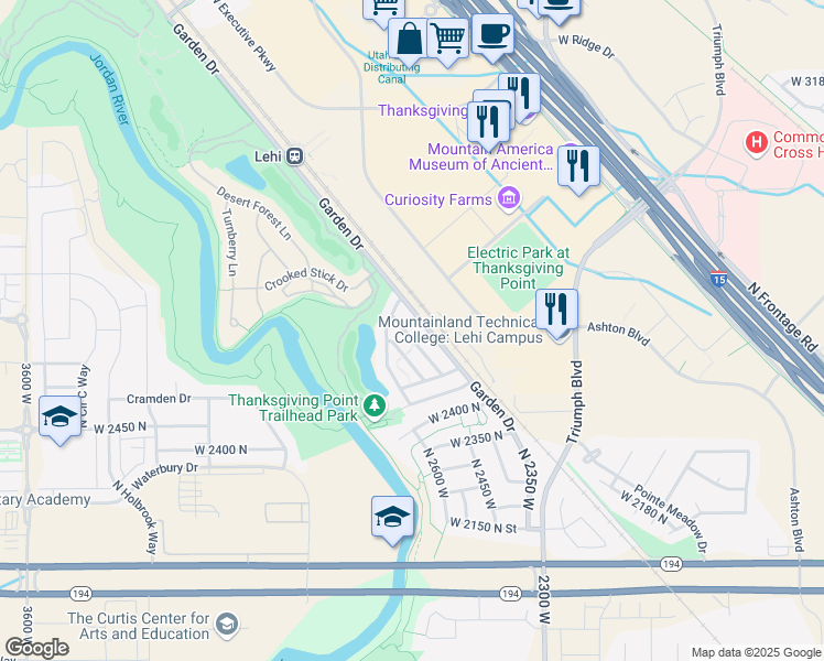 map of restaurants, bars, coffee shops, grocery stores, and more near 2648 North Elm Drive in Lehi