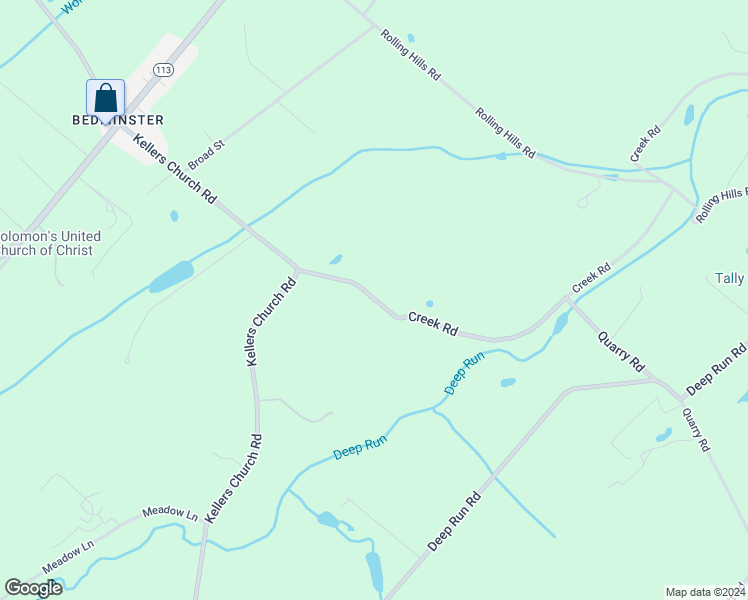 map of restaurants, bars, coffee shops, grocery stores, and more near 39 Creek Road in Ottsville