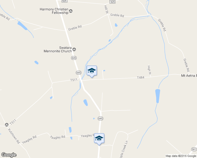 map of restaurants, bars, coffee shops, grocery stores, and more near 515 T484 in Myerstown
