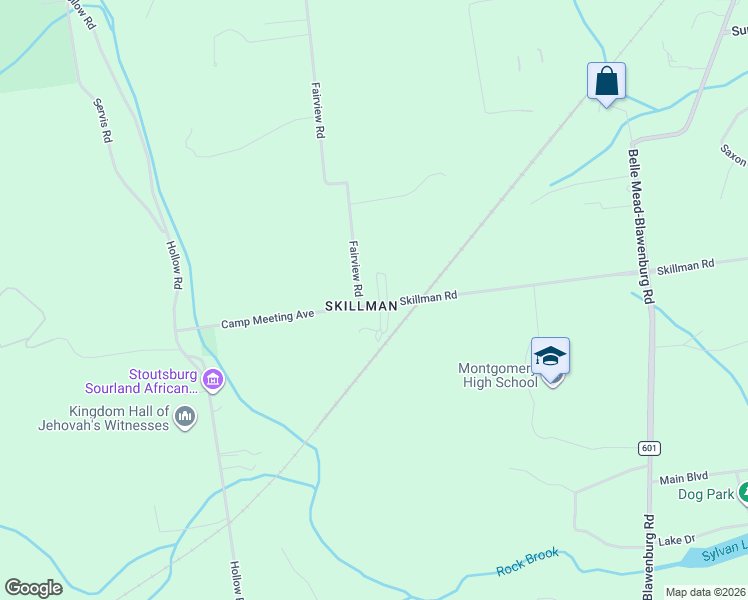 map of restaurants, bars, coffee shops, grocery stores, and more near 400 Skillman Road in Montgomery