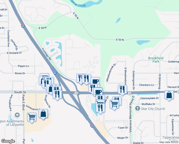 map of restaurants, bars, coffee shops, grocery stores, and more near 108 Presido Lane in Lafayette