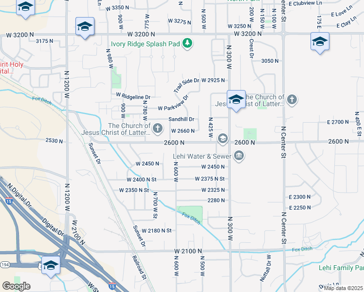 map of restaurants, bars, coffee shops, grocery stores, and more near 567 West 2600 North in Lehi