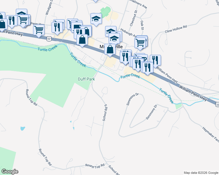 map of restaurants, bars, coffee shops, grocery stores, and more near 1000 Marquis Pl in Export