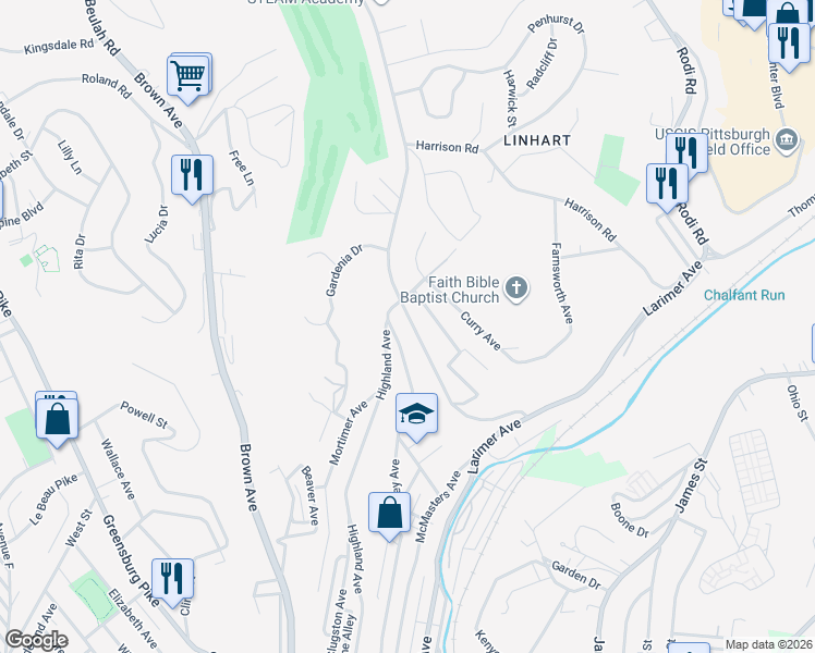 map of restaurants, bars, coffee shops, grocery stores, and more near 169D Churchill Road in Turtle Creek