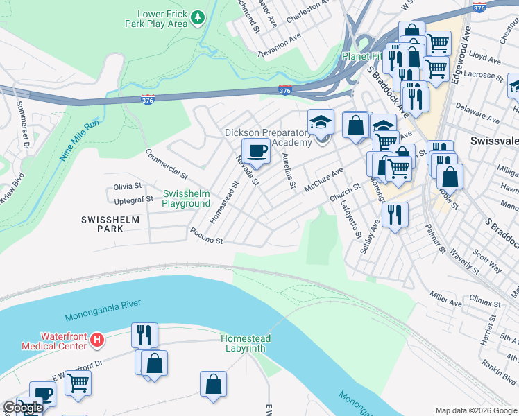 map of restaurants, bars, coffee shops, grocery stores, and more near 7017 McClure Avenue in Pittsburgh