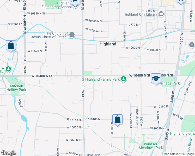 map of restaurants, bars, coffee shops, grocery stores, and more near 5901 West 10400 North Street in American Fork