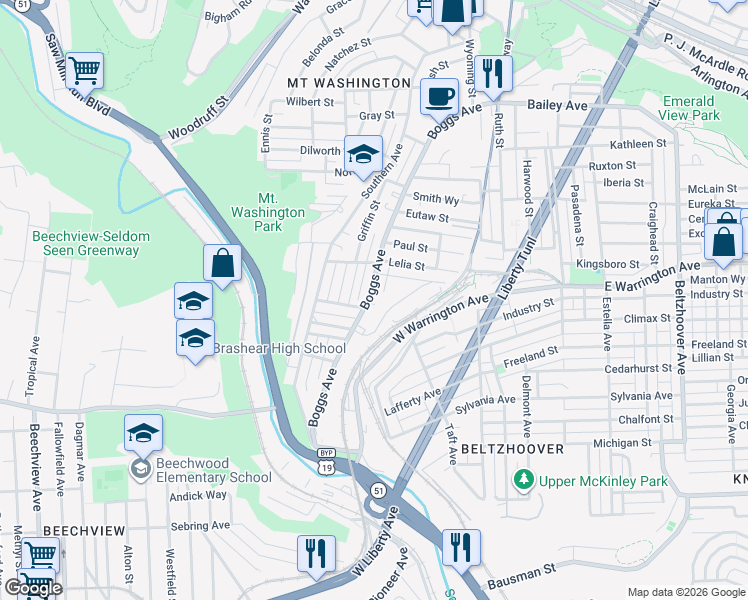 map of restaurants, bars, coffee shops, grocery stores, and more near 646 Curtis Street in Pittsburgh