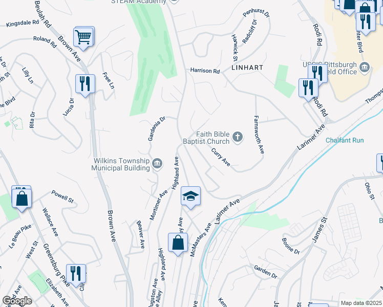 map of restaurants, bars, coffee shops, grocery stores, and more near 158 Churchill Road in Turtle Creek