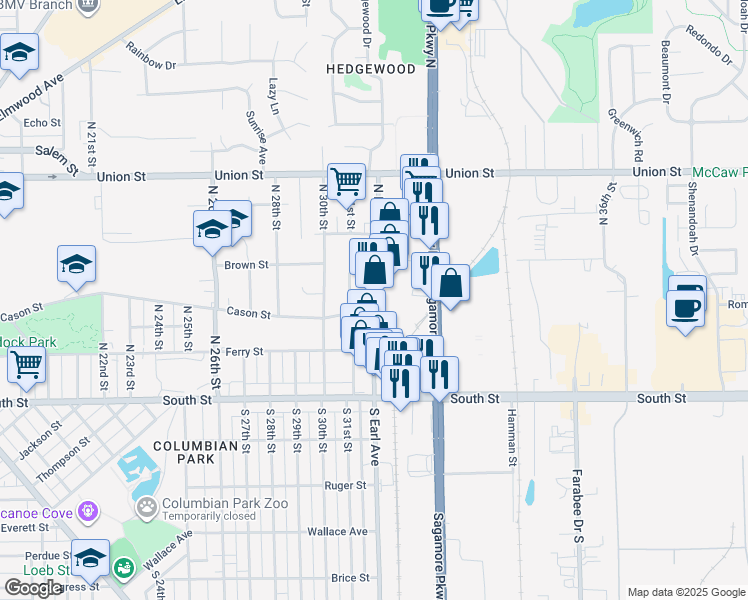 map of restaurants, bars, coffee shops, grocery stores, and more near in Lafayette