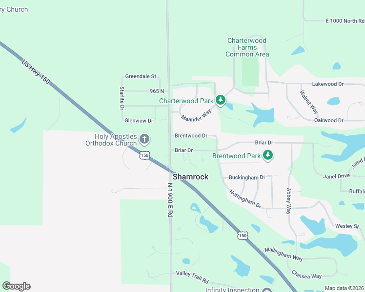 map of restaurants, bars, coffee shops, grocery stores, and more near 19050 Briar Drive in Bloomington