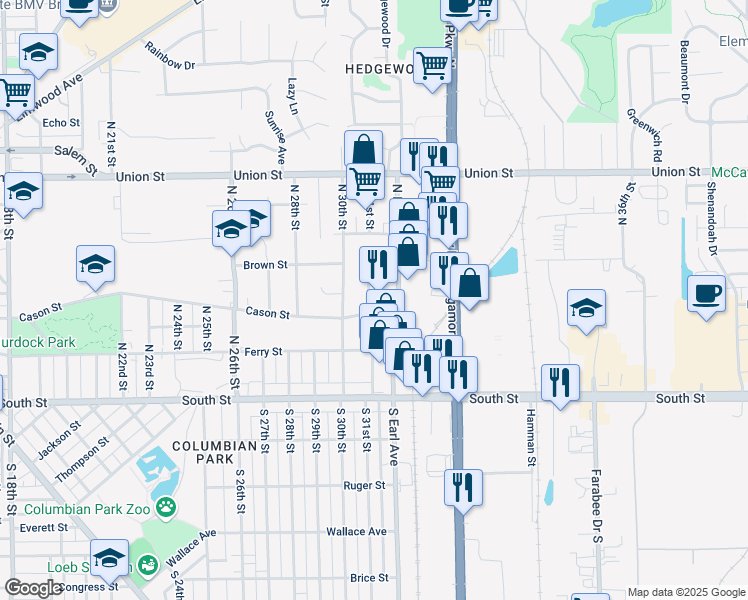 map of restaurants, bars, coffee shops, grocery stores, and more near 505 Portledge Commons Drive in Lafayette