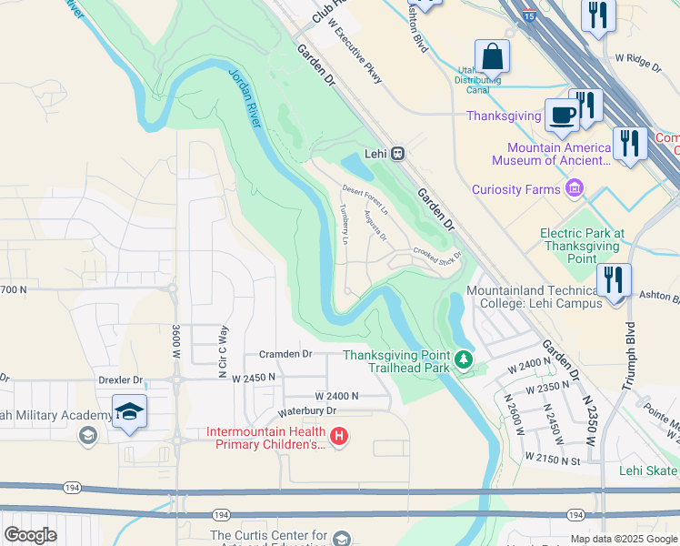 map of restaurants, bars, coffee shops, grocery stores, and more near 2655 Turnberry Lane in Lehi