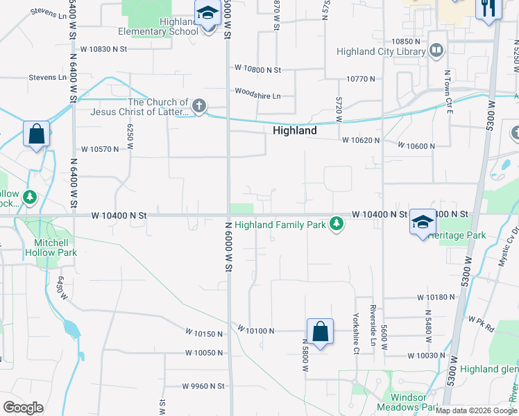 map of restaurants, bars, coffee shops, grocery stores, and more near 5901 West 10400 North in American Fork