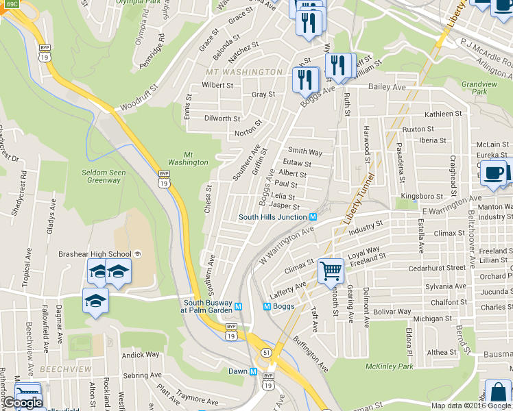 map of restaurants, bars, coffee shops, grocery stores, and more near 15 Lelia Street in Pittsburgh