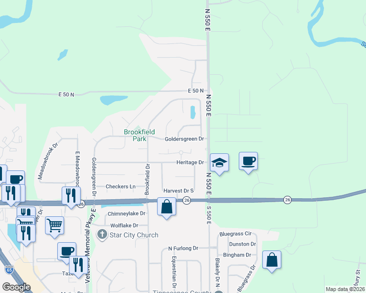 map of restaurants, bars, coffee shops, grocery stores, and more near 201-211 Penridge Lane in Lafayette