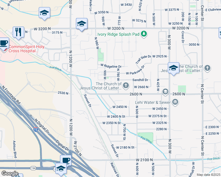 map of restaurants, bars, coffee shops, grocery stores, and more near 852 West 2630 North in Lehi