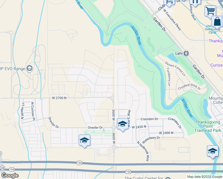 map of restaurants, bars, coffee shops, grocery stores, and more near 3615 West 2780 North in Lehi