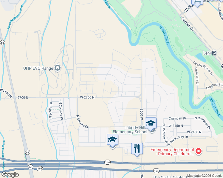 map of restaurants, bars, coffee shops, grocery stores, and more near 10431 2600 North in Lehi
