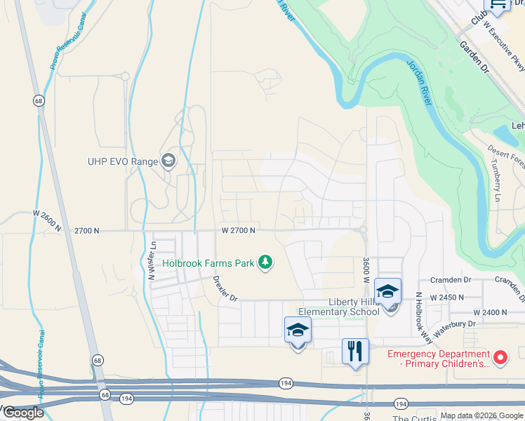map of restaurants, bars, coffee shops, grocery stores, and more near 10439 2600 North in Lehi