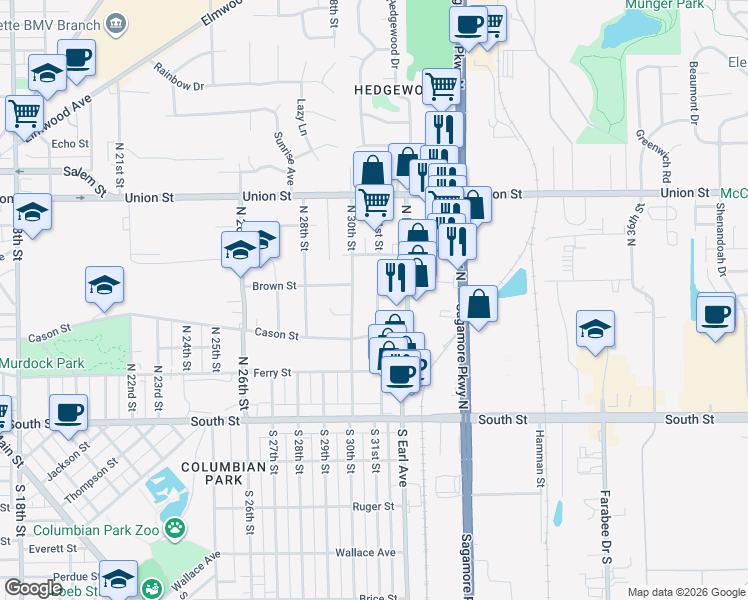 map of restaurants, bars, coffee shops, grocery stores, and more near 512 Portledge Commons Drive in Lafayette