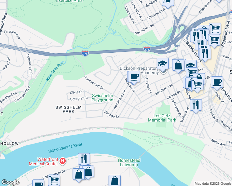 map of restaurants, bars, coffee shops, grocery stores, and more near 221 Whipple Street in Pittsburgh