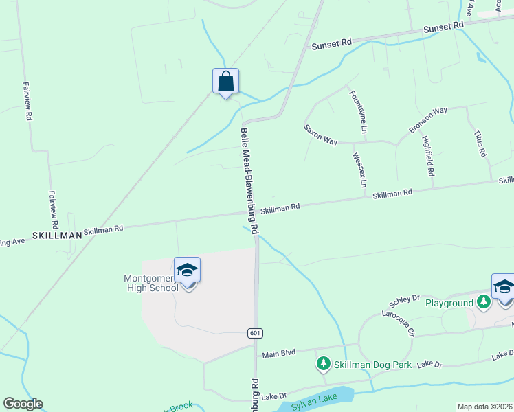 map of restaurants, bars, coffee shops, grocery stores, and more near 272 Skillman Road in Montgomery